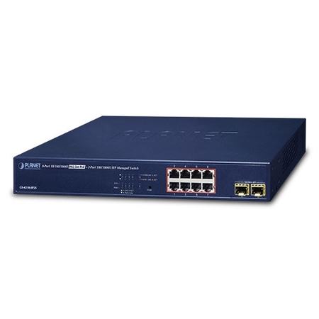 8-Ports 10/100/1000T 802.3at PoE + 2-Ports 100/1000X SFP Managed Switch