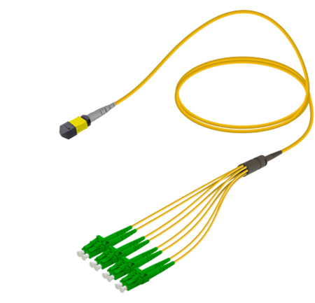 8FO MPO-F/UPC-LC/  Pre-Terminated Fiber Cable OS2 G.657.A2 3.0mm 10m Yellow