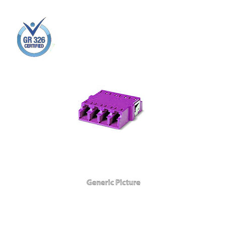 LC/UPC Fiber Optic Adapter Quad w/ Flange 1pc SNR/JNR Zirconia Straight Split Violet