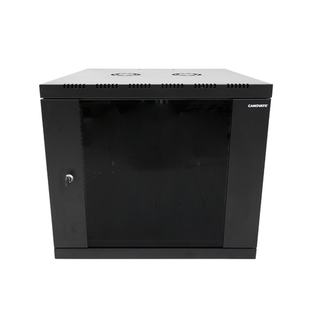 9U Steel Single Wallmount Cabinet with Openable Side Panels From Outside Black
