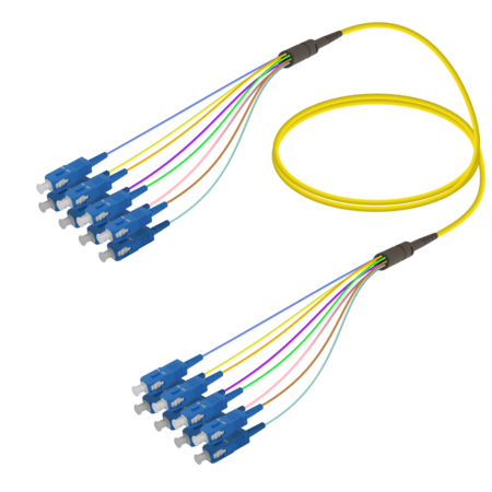 8FO SC/UPC-SC/UPC Cable de fibra preterminado OS2 G.657.A2 3.0mm 10m Amarillo