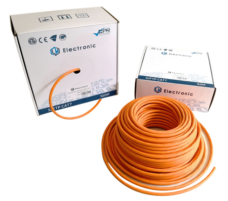 Cat 7 Câble en cuivre LSZHCPR Eca Orange 50m bobine