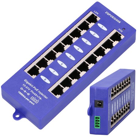 Extralink de 8 puertos | Inyector PoE Gigabit | 8 puertos RJ45 de 1000 MB/s, modo B
