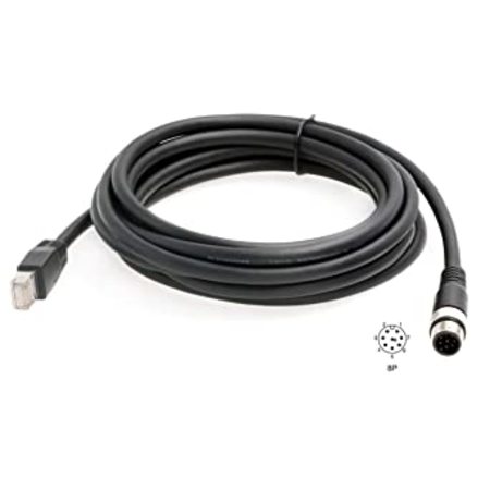 8-Pin A-Coded M12 male to RJ45 Ethernet Cable, 2 meters