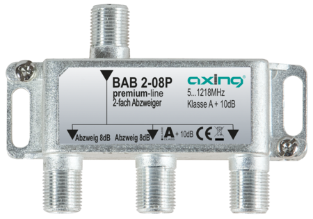 Abzweiger 2-fach 8dB 1.2 GHz F-Buchse premium-line BAB00208P
