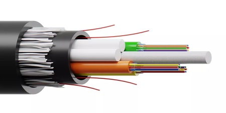 48FO (4X12) Conducto Tubo suelto Cable de fibra óptica OS2 G.652.D PE blindado dieléctrico negro 