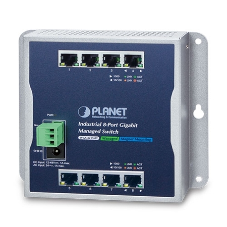 Industrial 8-Ports 10/100/1000T Wall-mount Managed Switch