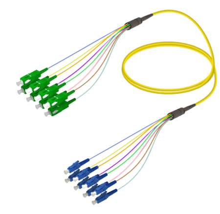 8FO SC/APC-LC/UPC  Pre-Terminated Fiber Cable OS2 G.657.A2 3.0mm 10m Yellow