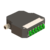Caja de terminación de raíl DIN | 6 LC dúplex en ángulo | DP2 | G.657.A2 LC/APC verde