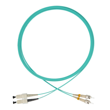 SC/PC-ST/PC  Fiber Patch Cord Duplex OM4 G.651.1 0.9mm 3m LSZH Turquoise