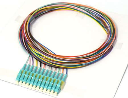 LC/PC 12x Fiber Pigtail Set OM3 G.651.1 0.9mm 2m LSZH Multi-color