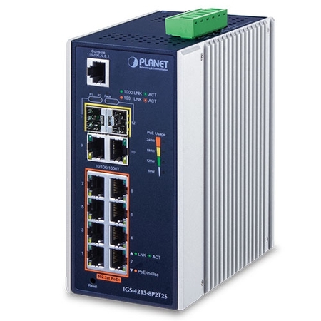 Industrial 8-Ports 10/100/1000T 802.3at PoE + 2-Ports 10/100/1000T + 2-Ports 100/1000X SFP Managed Switch