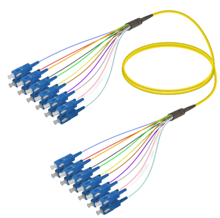 12FO SC/UPC-SC/UPC  Pre-Terminated Fiber Cable OS2 G.657.A2 3.0mm 10m Yellow