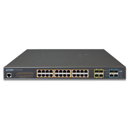 L2+ 24-Ports 10/100/1000T 802.3at PoE+ 4-Ports 10G SFP+ Managed Switch with Redundant Power System