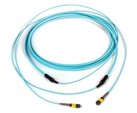 12FO MPO-F/UPC-MPO-F/UPC Pre-Terminated Fiber Trunk Cable MM OM4 Type A - Straight 10m Aqua