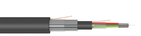 24FO (2x12) Câble directement enterré Tube libre Câble à fibres optiques SM G.657.A1 Métallique Armé