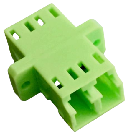 LC/PC Fiber Optic Adapters Duplex Multi Mode (MM) Full Flanged Lime