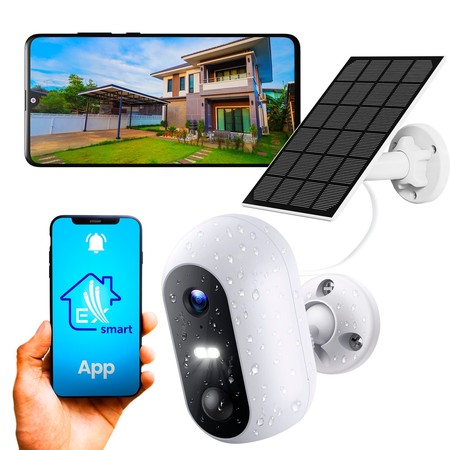 Extralink Smart Life SolarEye | Außenkamera mit Solarpanel | drahtlos, Full HD 1080p, WLAN, 5200-mAh-Akku, IP54