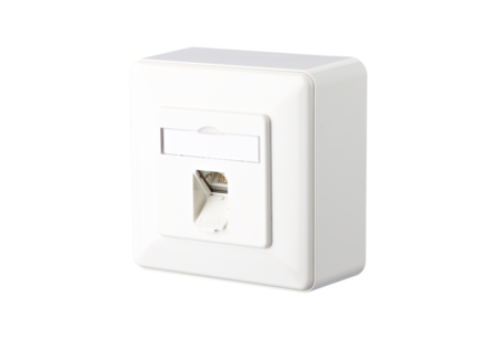 E-DAT Cat 6 1 Port AP Surface Mount Wall Outlet  pure white