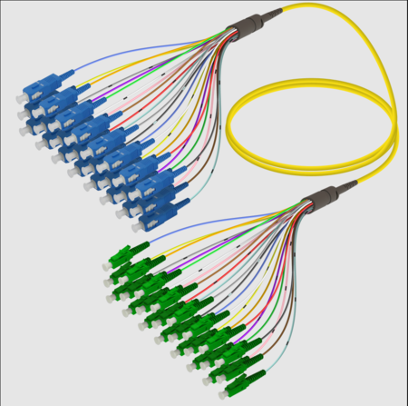 24FO SC/UPC-LC/APC Câble à Fibre Optique Pré-Terminé OS2 G.657.A2 3.0mm 10m Yellow