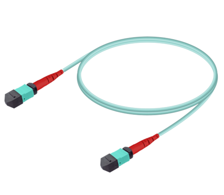 24FO MPO-F/UPC-MPO-F/  Pre-Terminated Fiber Cable OM3 G.651.1 3.0mm 10m Aqua