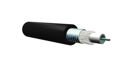 12FO (1X12) Duct Central Tube Fiber Optic Cable OS2 G.652.D Metallic Armoured PE Black