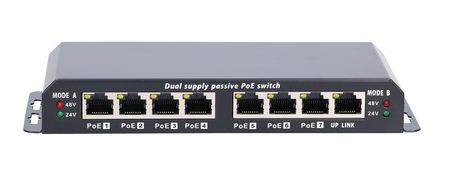 Extralink 8-7 PoE | PoE Switch | 7 x 100 MB/s PoE, 1 x Uplink RJ45, Stromversorgung 24V 2,5A