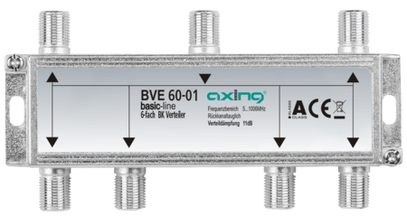 Verteiler 6-fach 1.0 GHz F-Stecker brummentstörte Ein- und Ausgänge BVE06001
