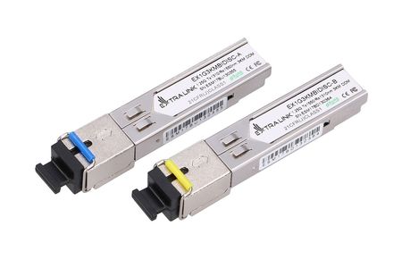 Extralink SFP 1,25G | Module SFP WDM | 1,25 Gbit/s, 1310/1550 nm, mode unitaire, 3 km, SC, DOM, paire