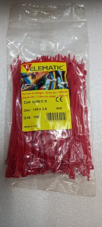 Serre-câble dentelé 140x3.6mm Rouge