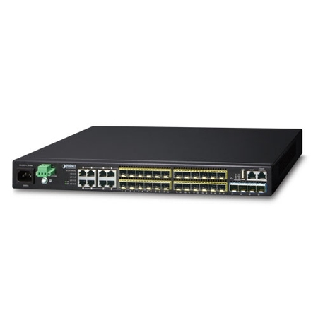 Layer 3 24-Ports 100/1000X SFP + 8-Ports Shared TP + 4-Ports 10G SFP+ Stackable Managed Switch (100~240V AC, 36-75V DC)