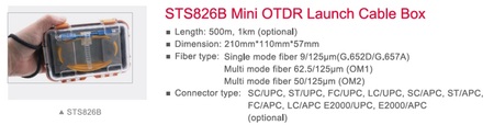 Caixa de cabos de lançamento Mini OTDR com 1 km e SC/APC - STS826B