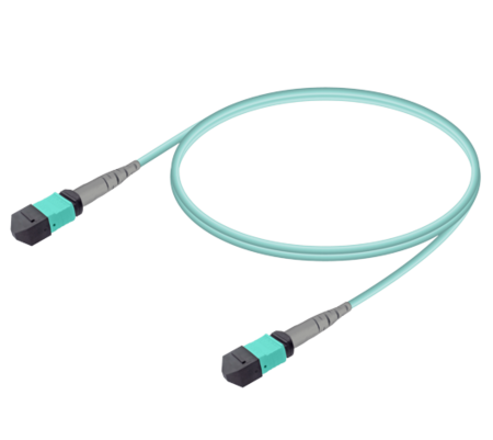 8FO MPO-M/UPC-MPO-M/  Pre-Terminated Fiber Cable OM2 G.651.1 3.0mm 10m Aqua