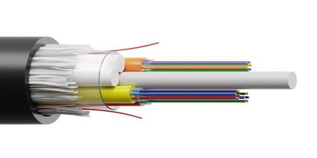 48FO (8X6) conduit tube lâche câble fibre optique OS2 G.652.D PE diélectrique noir non armé