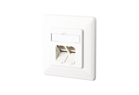 E-DAT design 2 Port UP flush-mounted Wall Outlet Cat 6 pure white