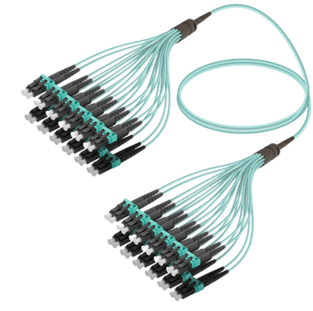 24FO LC/UPC-LC/UPC  Pre-Terminated Fiber Cable OM3 G.651.1 3.0mm 10m Aqua
