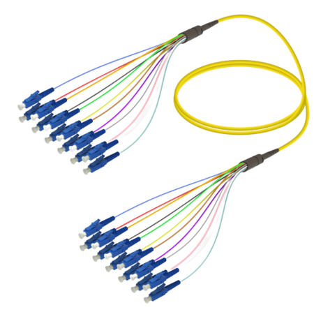12FO LC/UPC-LC/UPC Cable de fibra preterminado OS2 G.657.A2 3.0mm 10m Amarillo