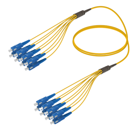 8FO SC/UPC-SC/UPC Cable de fibra preterminado OS2 G.657.A2 3.0mm 10m Amarillo
