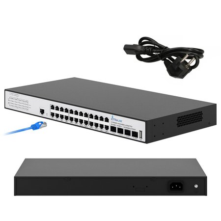 Extralink Hypnos | Conmutador | 24 puertos RJ45 de 1000 MB/s, 4 puertos SFP+, L3, gestionados
