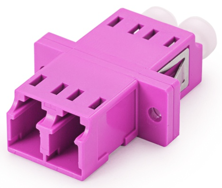 LC/PC Fiber Optic Adapters Duplex Multi Mode (MM) Full Flanged Purple
