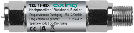Hochpassfilter | Rückkanal-Blocker | F-Buchse | F-Stecker
