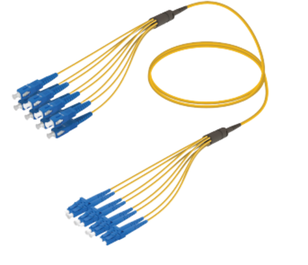 8FO SC/UPC-LC/UPC  Pre-Terminated Fiber Cable OS2 G.657.A2 3.0mm 10m Yellow