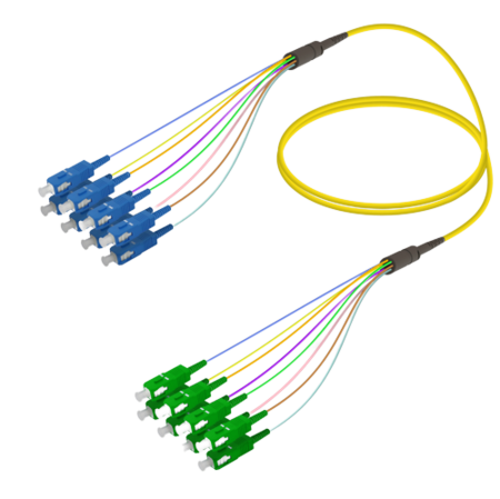 8FO SC/UPC-SC/APC Cable de fibra preterminado OS2 G.657.A2 3.0mm 10m Amarillo
