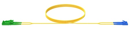 Cables de conexión de fibra E2000/APC-LC/PC dúplex OS2 G.652.D 2.0 mm 7 m LSZH amarillos