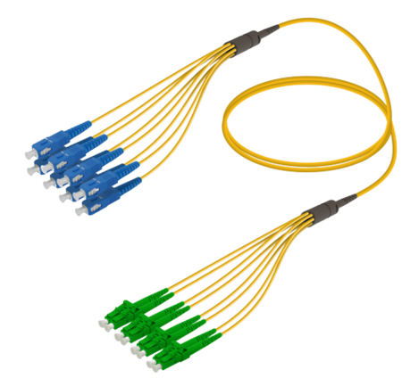 8FO SC/UPC-LC/APC Cable de fibra preterminado OS2 G.657.A2 3.0mm 10m Amarillo