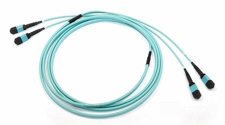 24FO MPO-F/UPC-MPO-F/UPC Fiber Trunk Pre-Terminated Cable Duplex MM OM4 Type A - Straight 55m Aqua