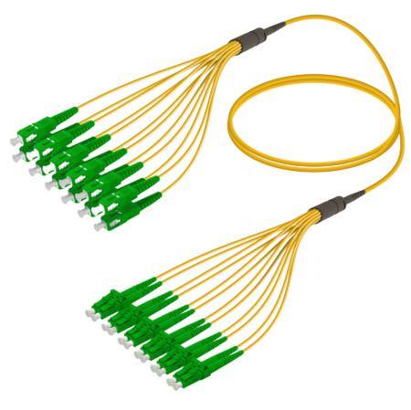 12FO SC/APC-LC/APC Cable de fibra preterminado OS2 G.657.A2 3.0mm 10m Amarillo