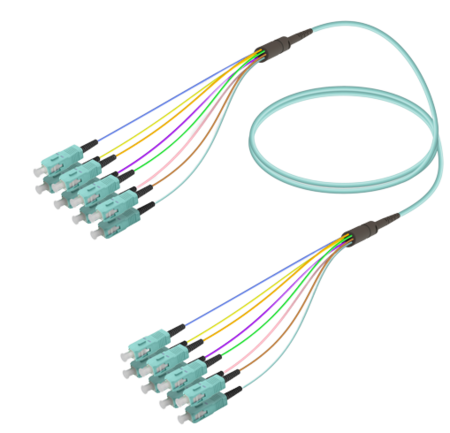 8FO SC/UPC-SC/UPC Câble à Fibre Optique Pré-Terminé OM3 G.651.1 3.0mm 10m Aqua