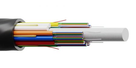 Cable de fibra óptica de tubo suelto de microducto soplado por aire 48FO (4X12) OS2 G.657.A1 HDPE dieléctrico sin armadura negro