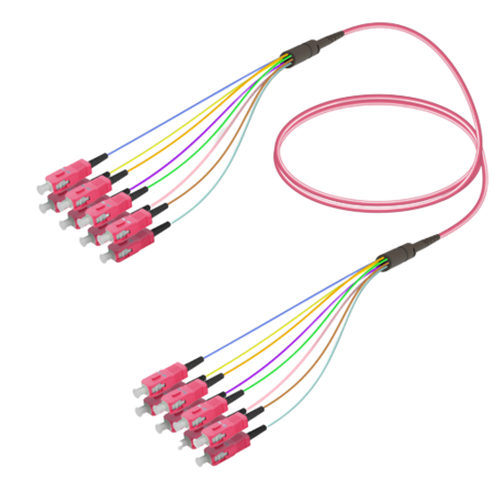 8FO SC/UPC-SC/UPC Cable de fibra preterminado OM4 G.651.1 3.0mm 10m Violeta